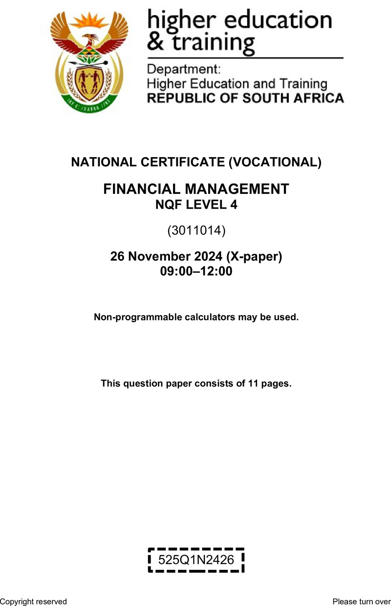 Nc1270 Financial Management L4 QP Nov 2024