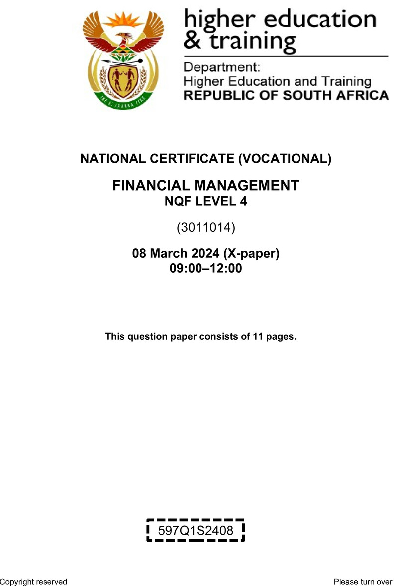 Nc1270 Financial Management L4 Supp QP 2024