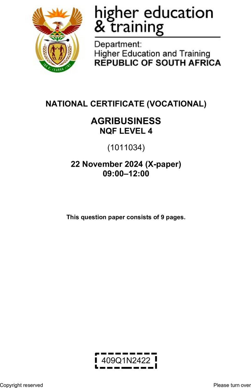 Nc130 Agribusiness L4 QP Nov 2024