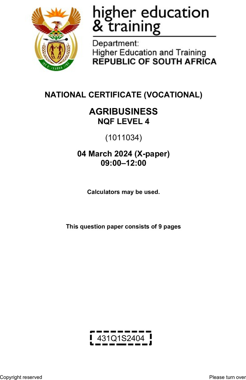 Nc130 Agribusiness L4 QP Supp 2024