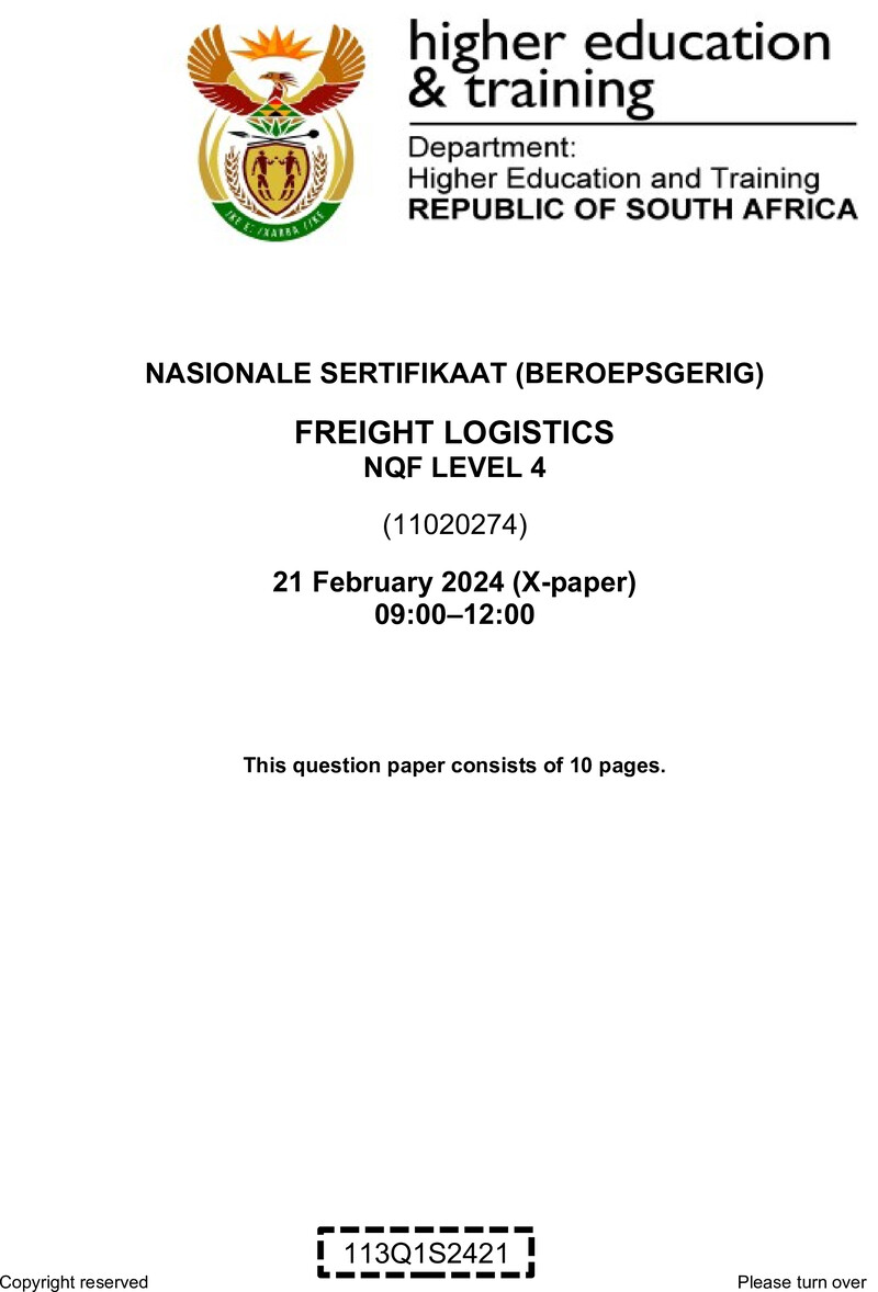 Freight Logistics L4 QP Supp 2024 preview