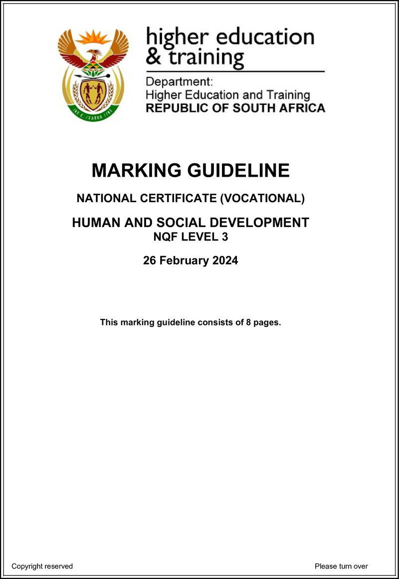 Nc1490 Human And Social Developmet L3 Memo Supp 2024