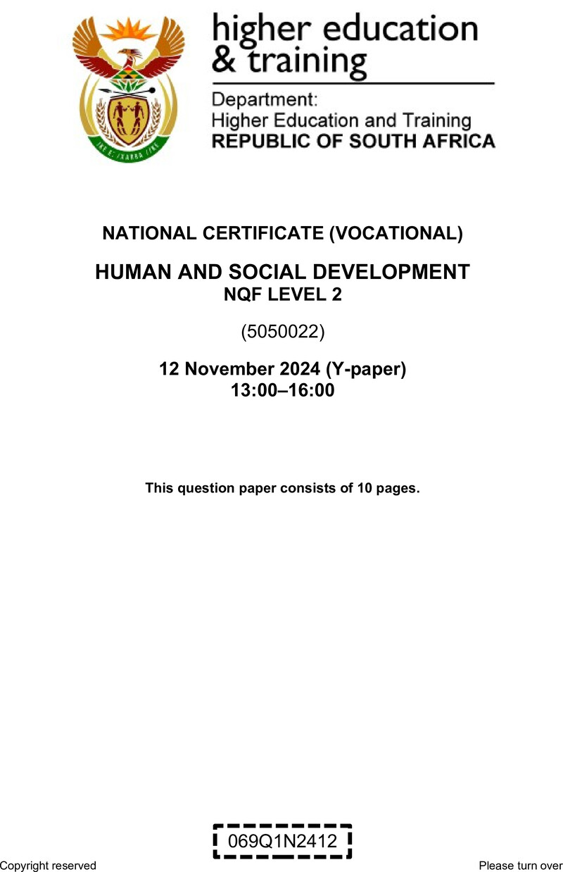 Nc1520 Human And Social Development L2 QP Nov 2024