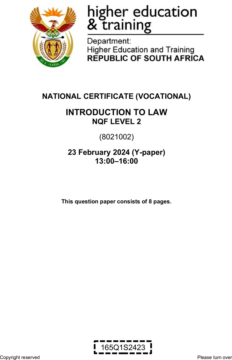 Nc1570 Introduction To Law L2 QP Feb 2024