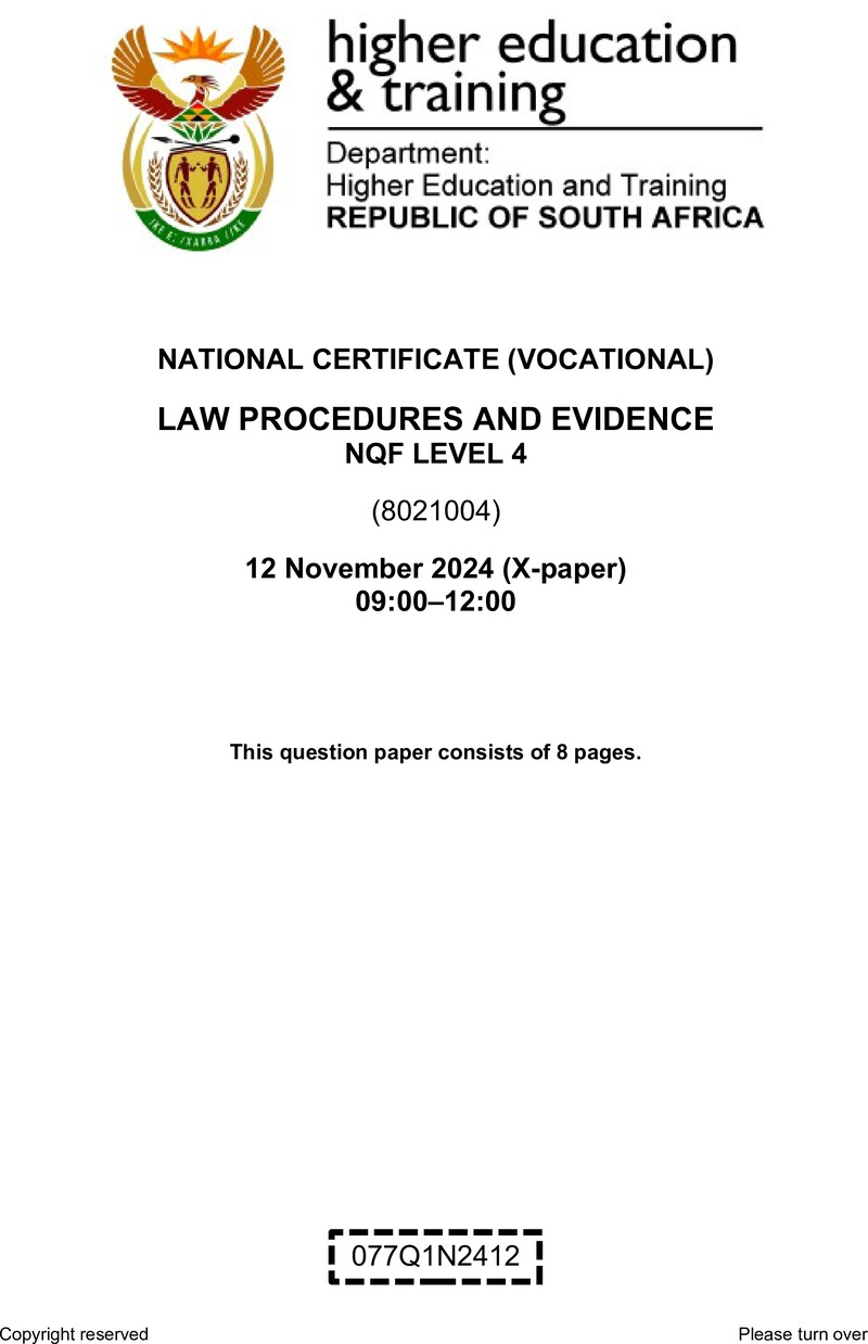 Nc1760 Law Procedures And Evidence L4 QP Nov 2024