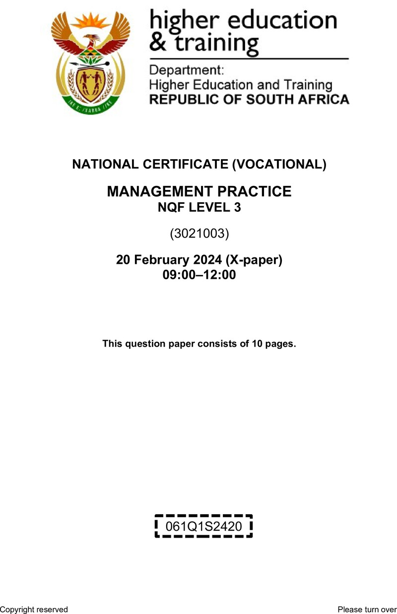 Nc1790 Management Practice L3 QP Supp 2024