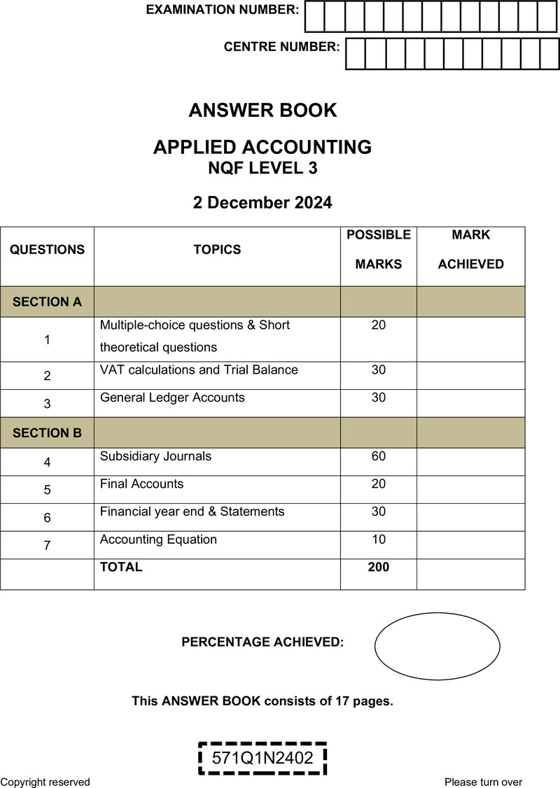 Nc180 Applied Accounting L3 Nov Answer Book 2024
