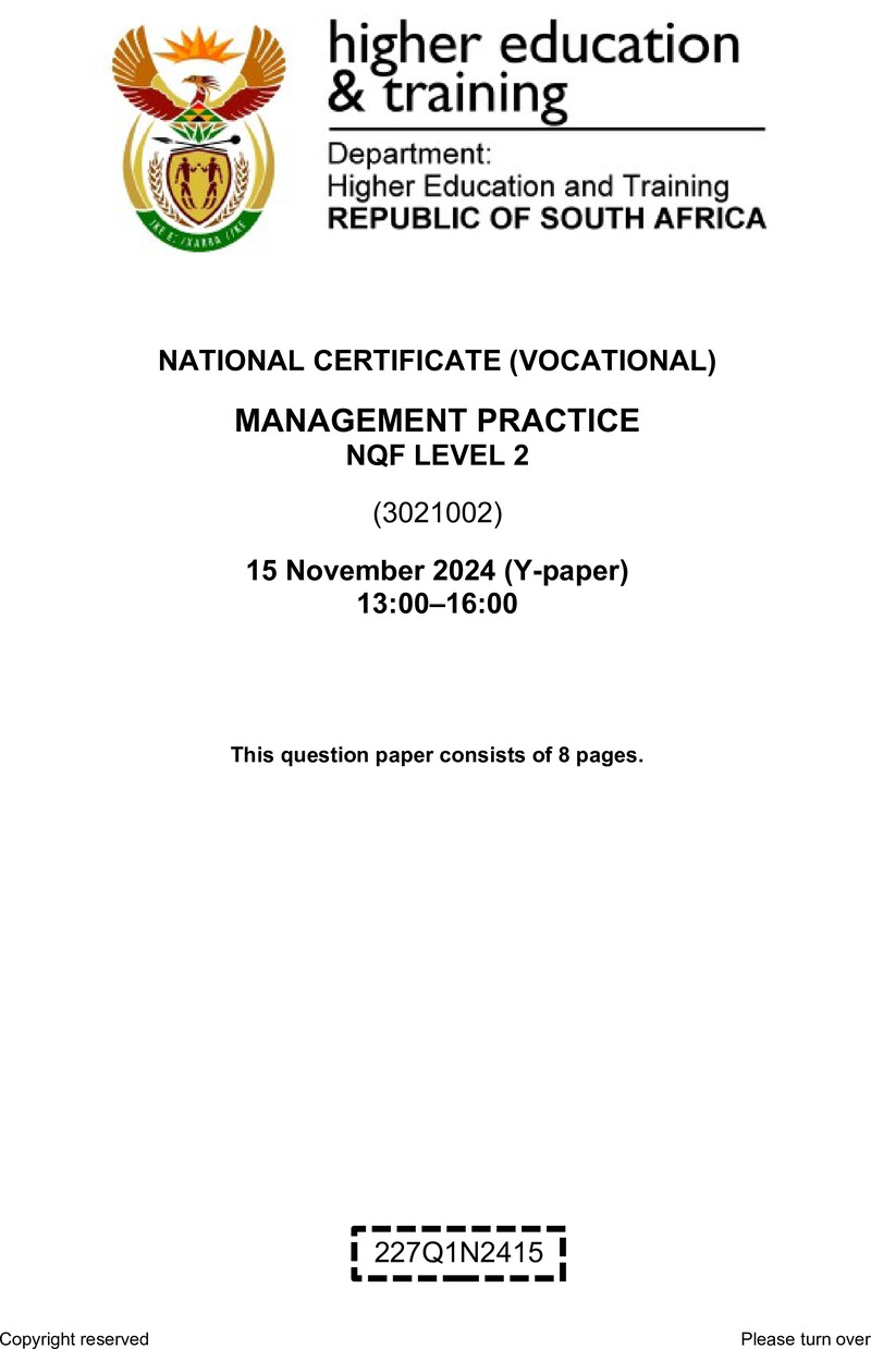 Nc1820 Management Practice L2 QP Nov 2024