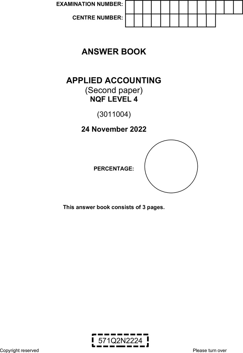 Nc200 Applied Accounting L4 P2 Answer Book Nov 2022