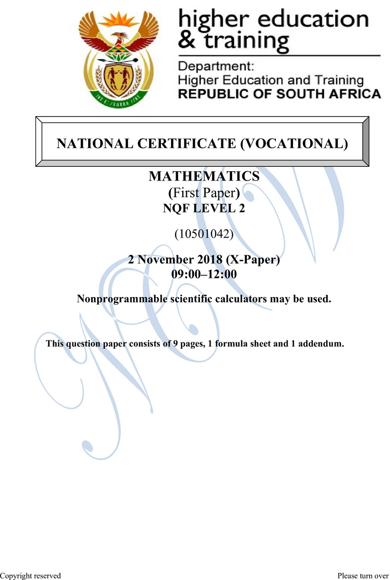 Mathematics L2 P1 QP November 2018 preview