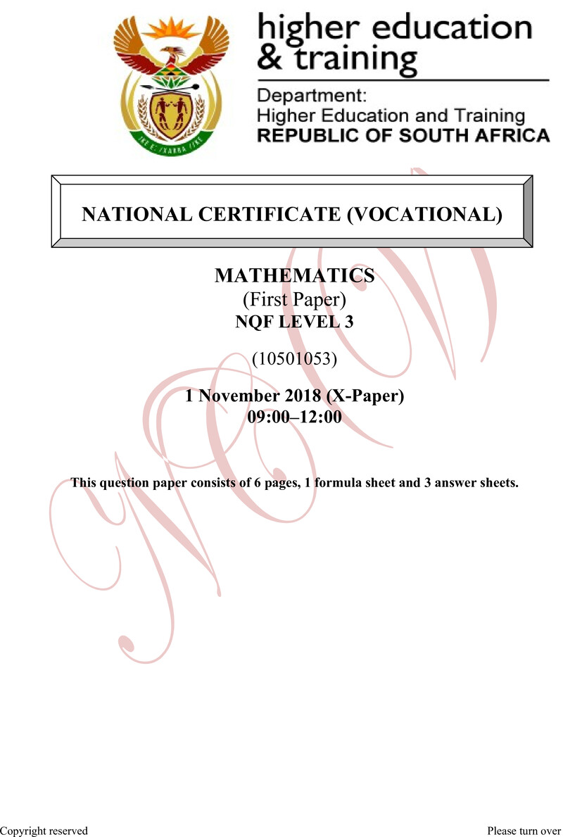 Nc2030 Mathematics L3 P1 QP Supp 2019 Now Nov 2018