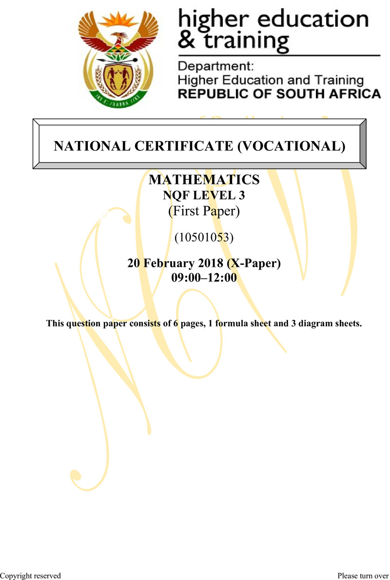 Nc2040 Mathematics L3 P1 QP Supp 2018 Em To Dhet 1707
