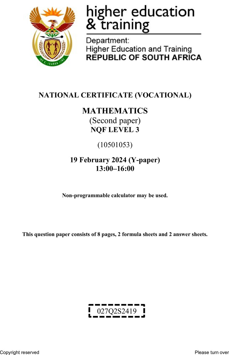 Nc2040 Mathematics L3 P2 QP Supp 2024