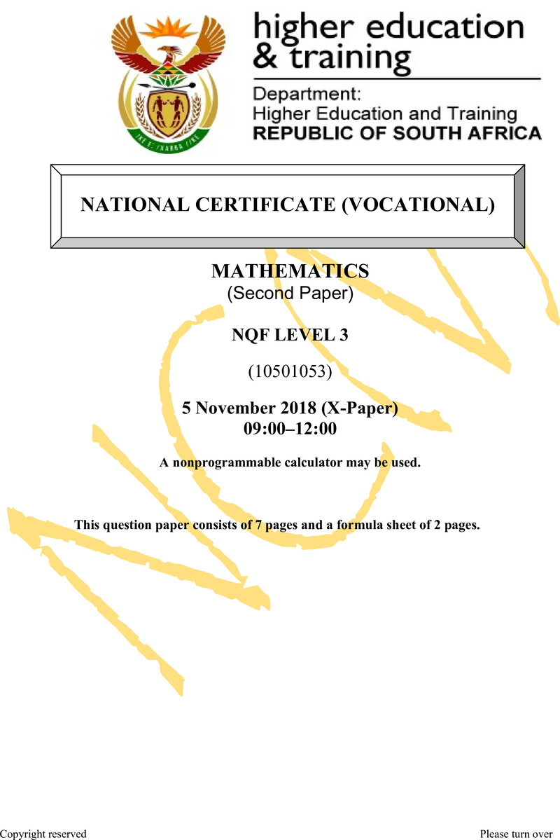 Nc2040 Mathematics L3 P2 Supp QP 2019 Now Nov 2018
