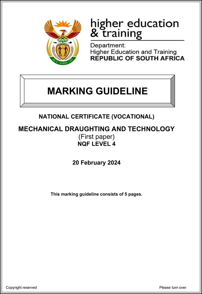 Nc2070 Mechanical Draughting And Technology L4 P1 Memo Supp 2024