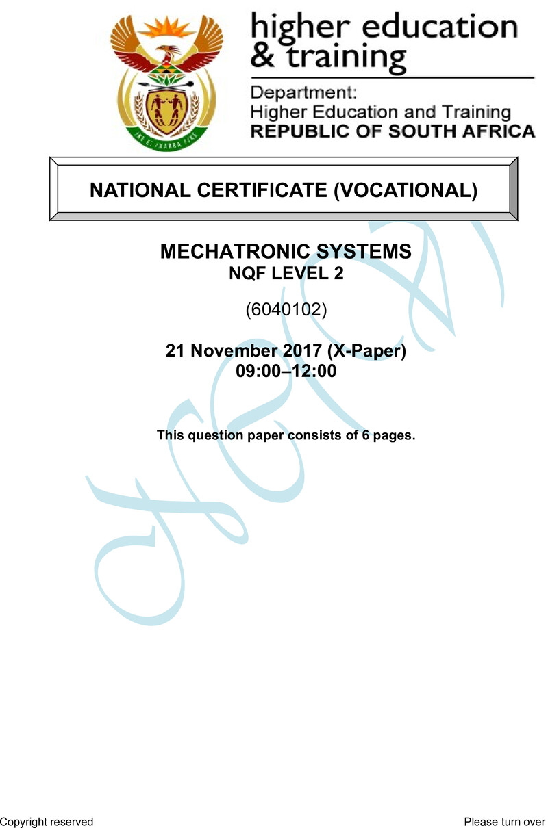 Nc2100 Mechatronic Systems L2 QP Nov 2017