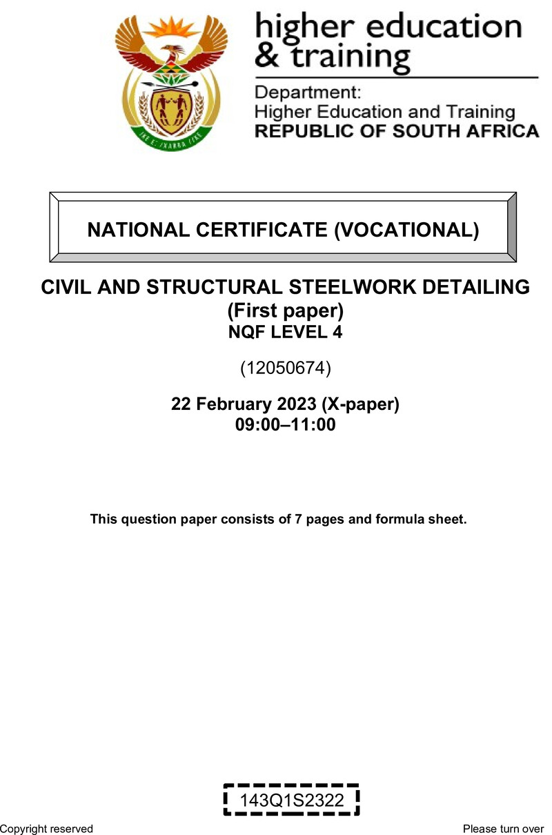 Nc440 Civil And Structural Steelwork Detailing L4 P1 Supp QP Feb 2023 Signed Off