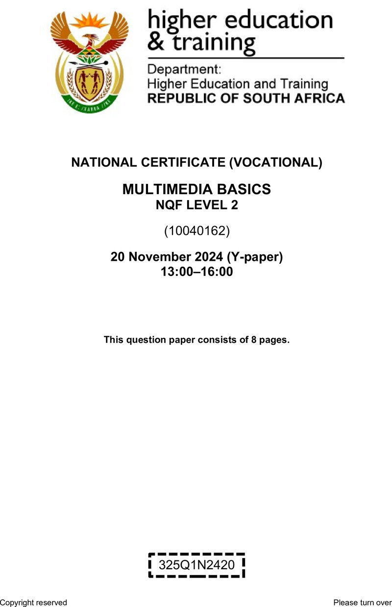 Multimedia Basics L2 QP Nov 2024 preview
