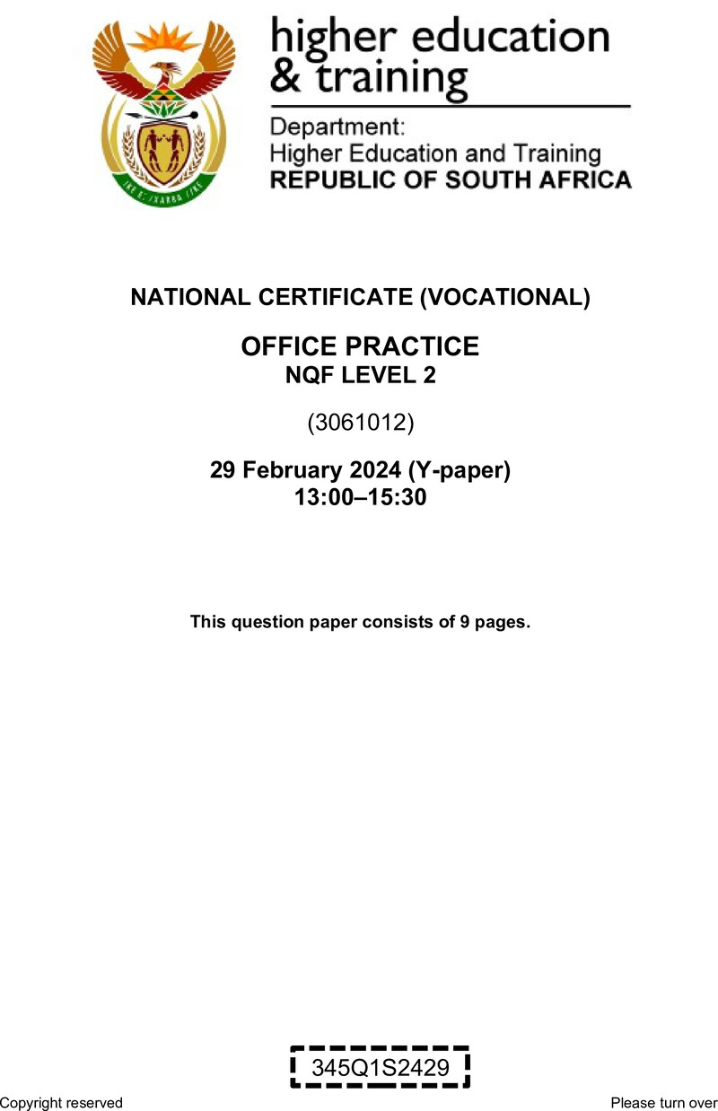 Nc2210 Office Practice L2 QP Feb 2024