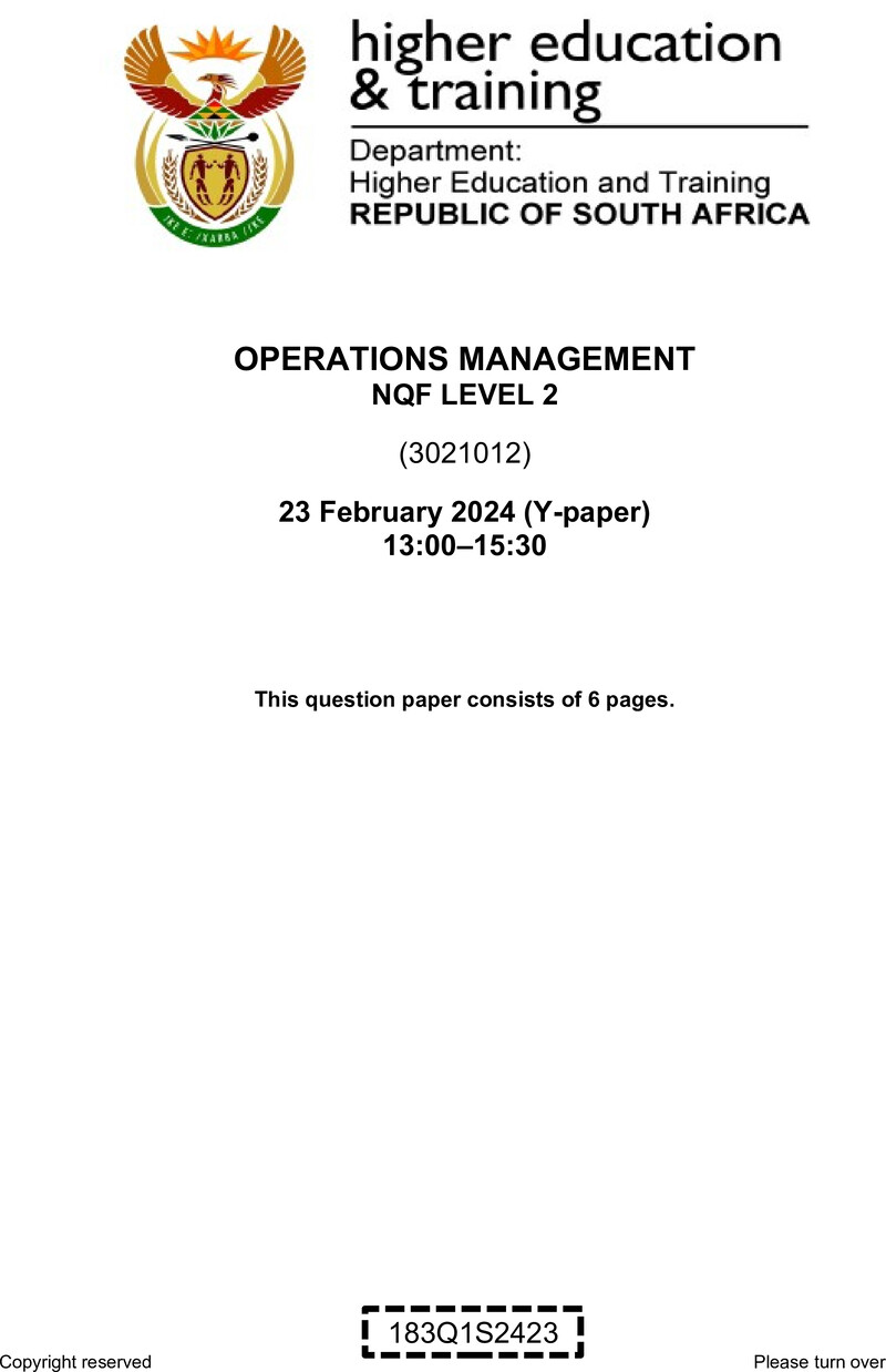 Nc2240 Operations Management L2 QP Feb 2024