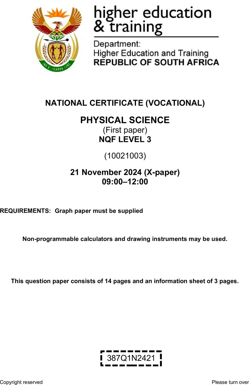 Physical Science L3 P1 QP Nov 2024 preview
