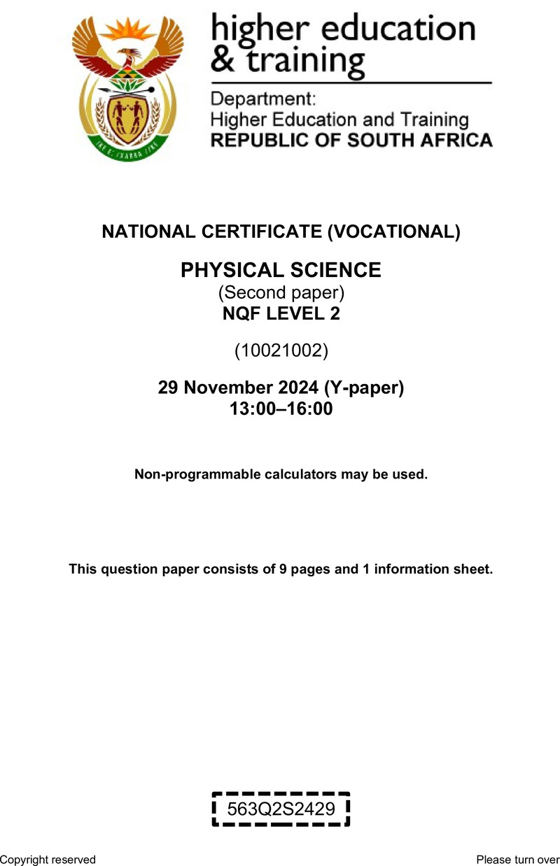 Nc2330 Physical Science L2 P2 QP Nov 2024