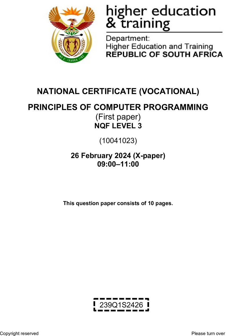 Nc2410 Principles Of Computer Programming L3 P1 Supp 2024