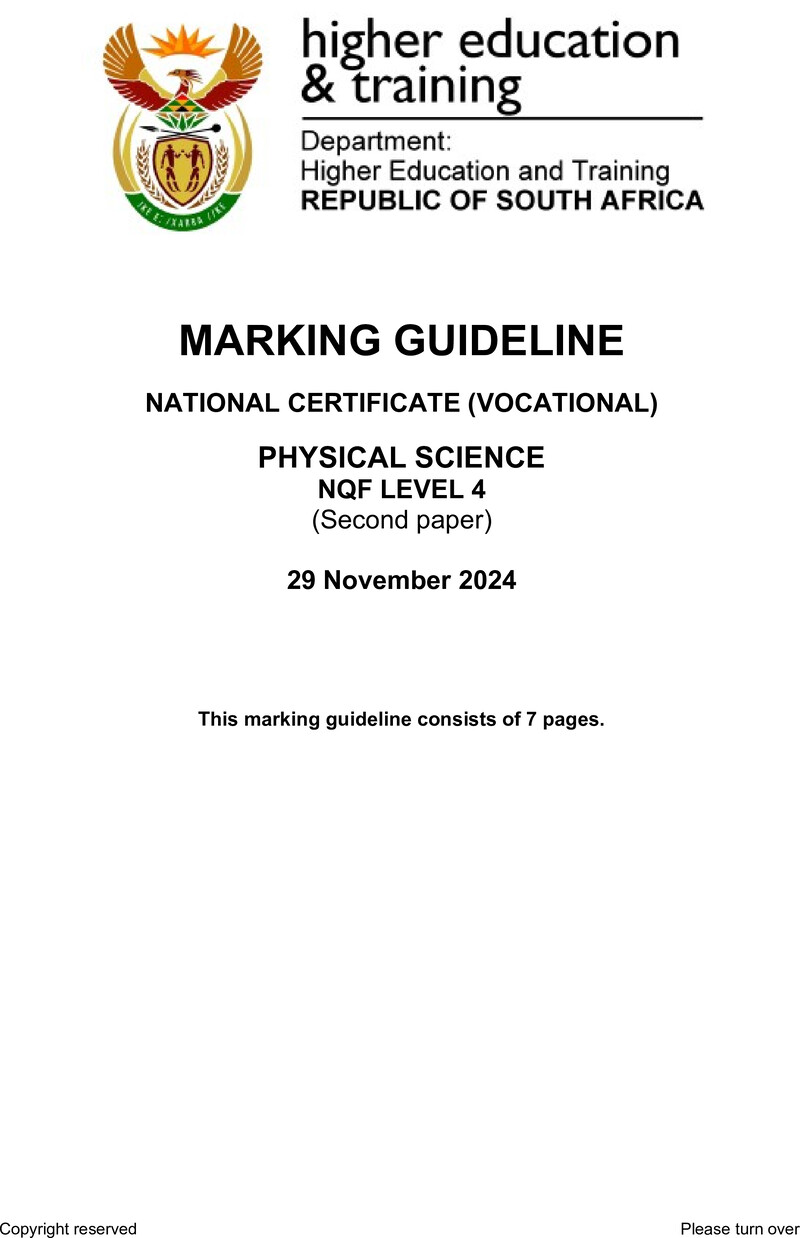 Nc2430 Physical Science L4 P2 Nov Memo 2024