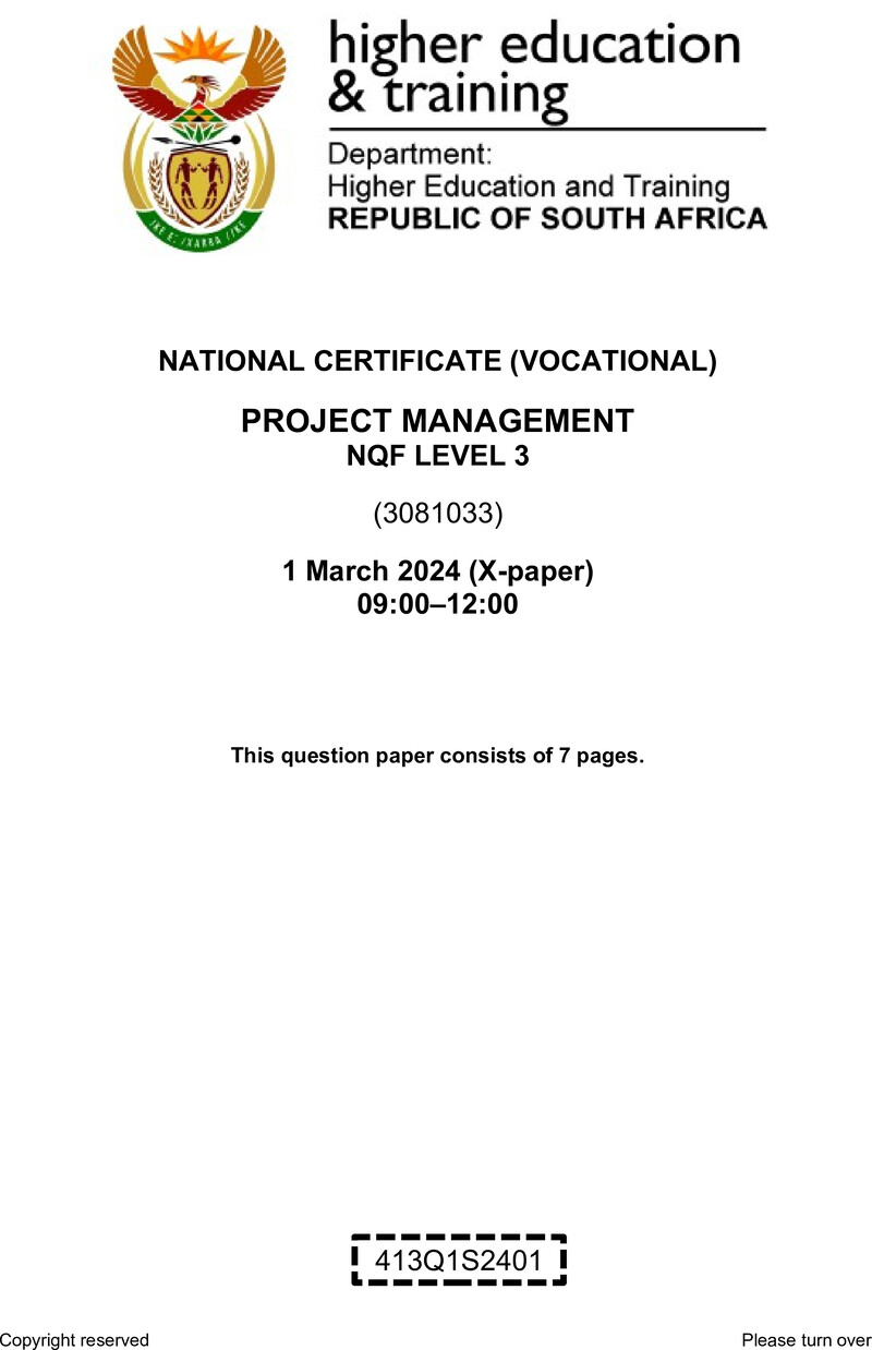 Project Management L3 QP Supp 2024 preview