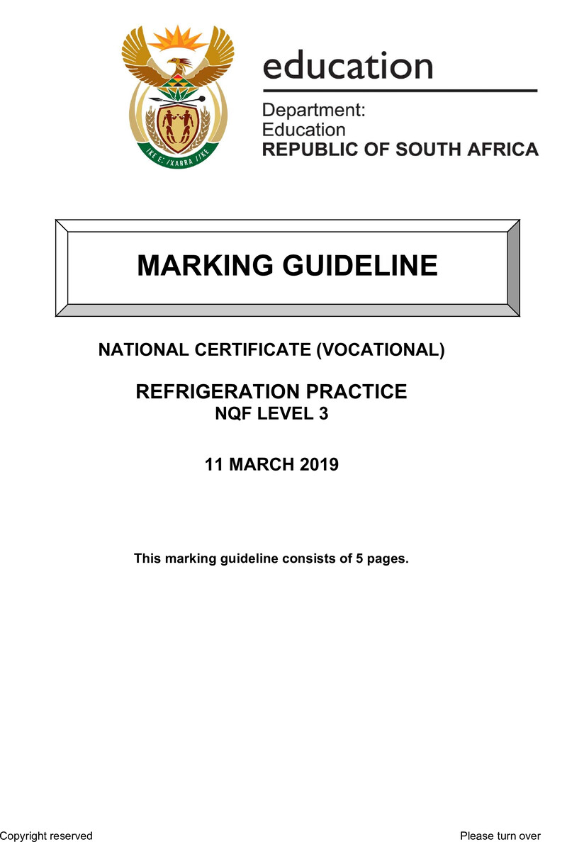 Nc2620 Refrigeration Practice L3 Supp Memo 2018