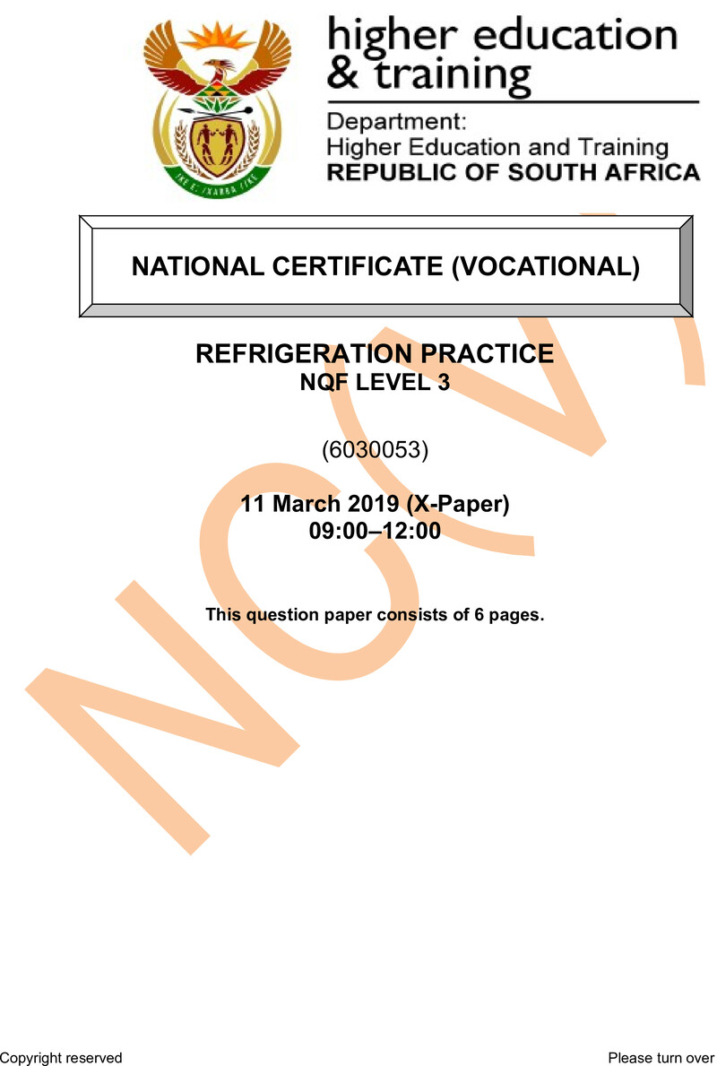 Nc2620 Refrigeration Practice L3 Supp QP 2019