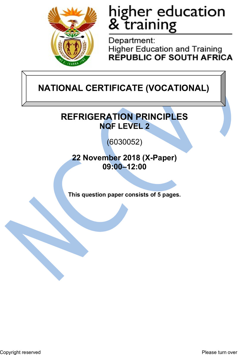 Nc2630 Refregeration Principles L2 QP Nov 2018