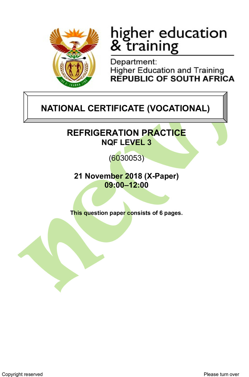 Nc2630 Refridgeration Practice L3 QP Nov 2018