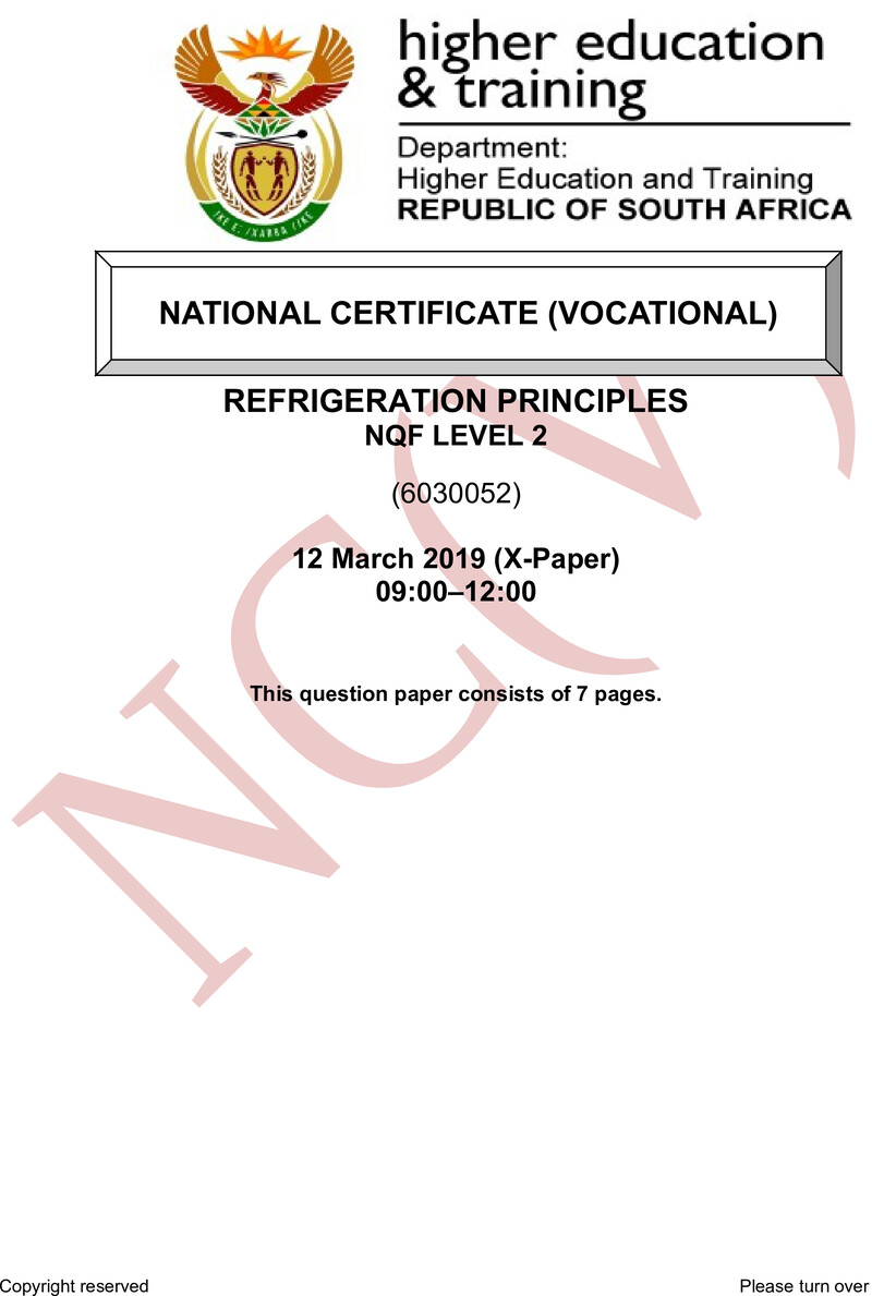Nc2630 Refrigeration Principles L2 QP Supp 2019