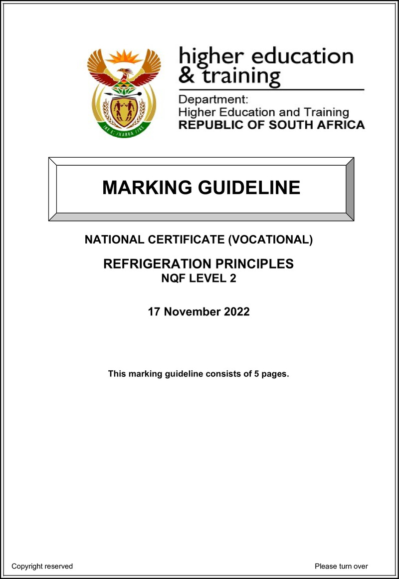 Nc2630 Refrrigeration Principles L2 Nov Memo 2022
