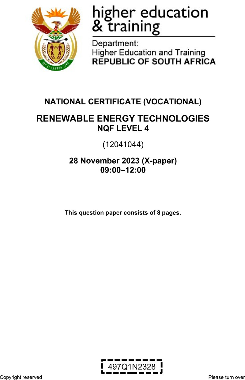 Nc2660 Renewable Energy Technologies L4 QP Nov 2023