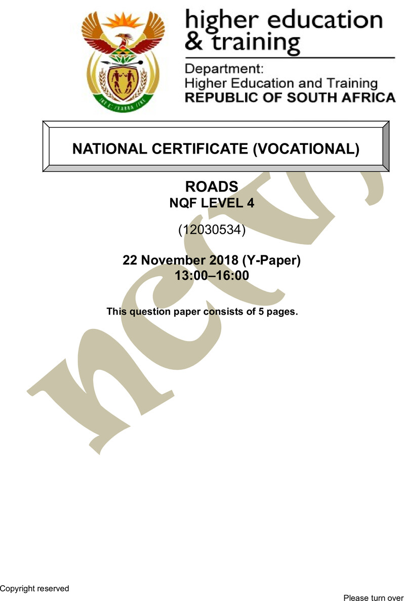 Nc2690 Roads L4 QP Nov 2018