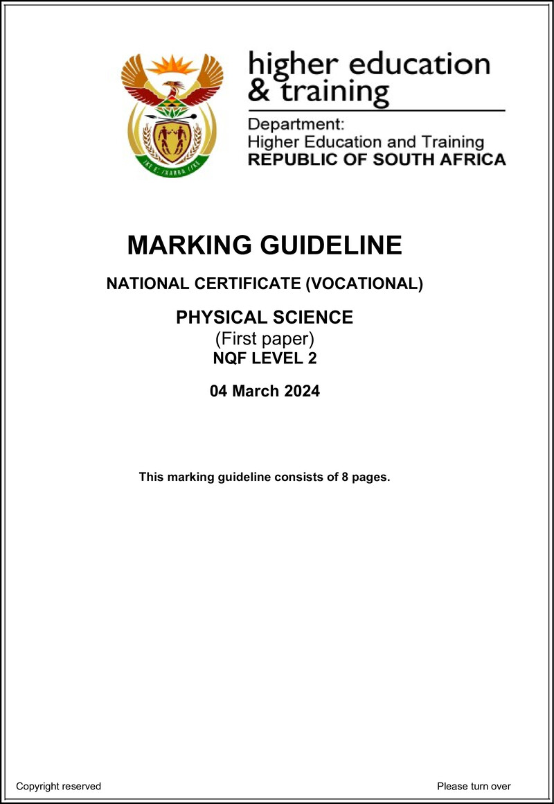 Nc2800 Physical Science L2 P1 Memo Feb 2024