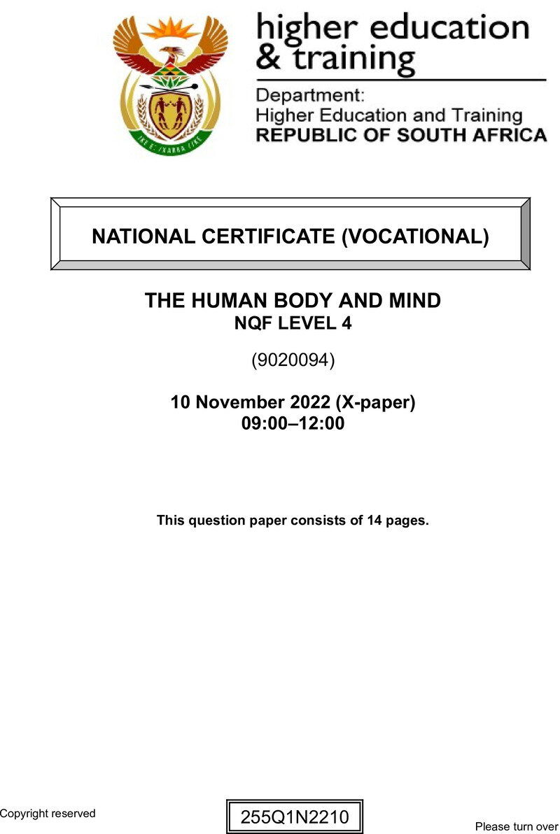 Nc2840 The Human Body And Mind L4 QP Nov 2022