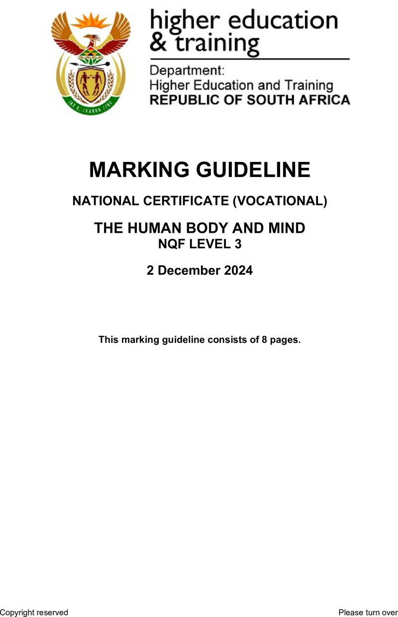 Nc2890 The Human Body And Mind L3 Memo Nov 2024