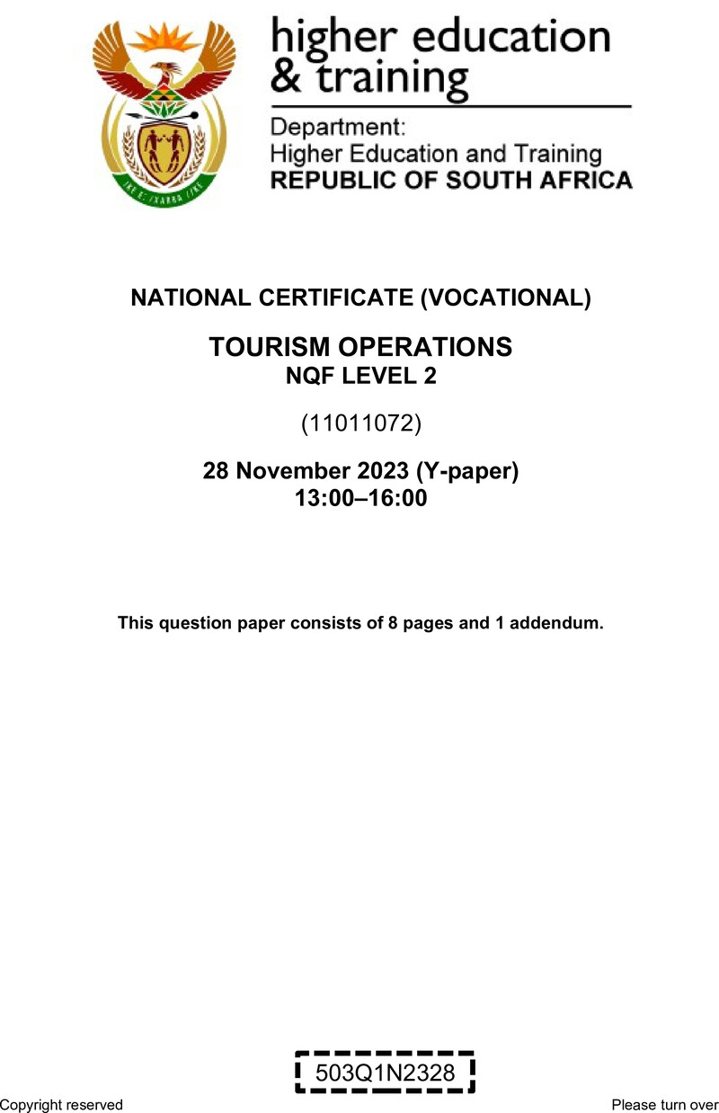 Tourism Operations L2 QP Nov 2023 preview