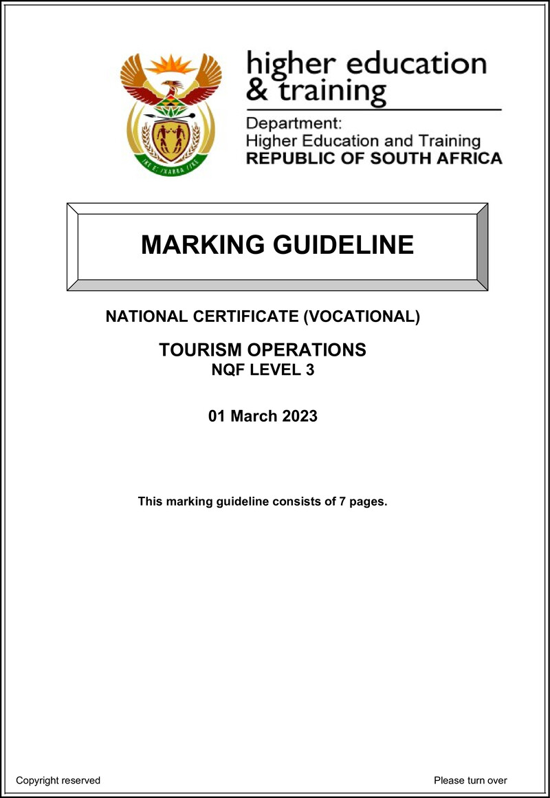 Nc2900 Tourism Operations L3 Supp Memo 2023