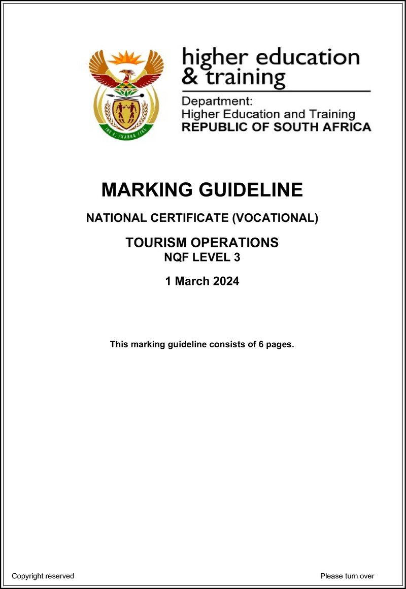 Nc2900 Tourism Operations L3 Supp Memo 2024