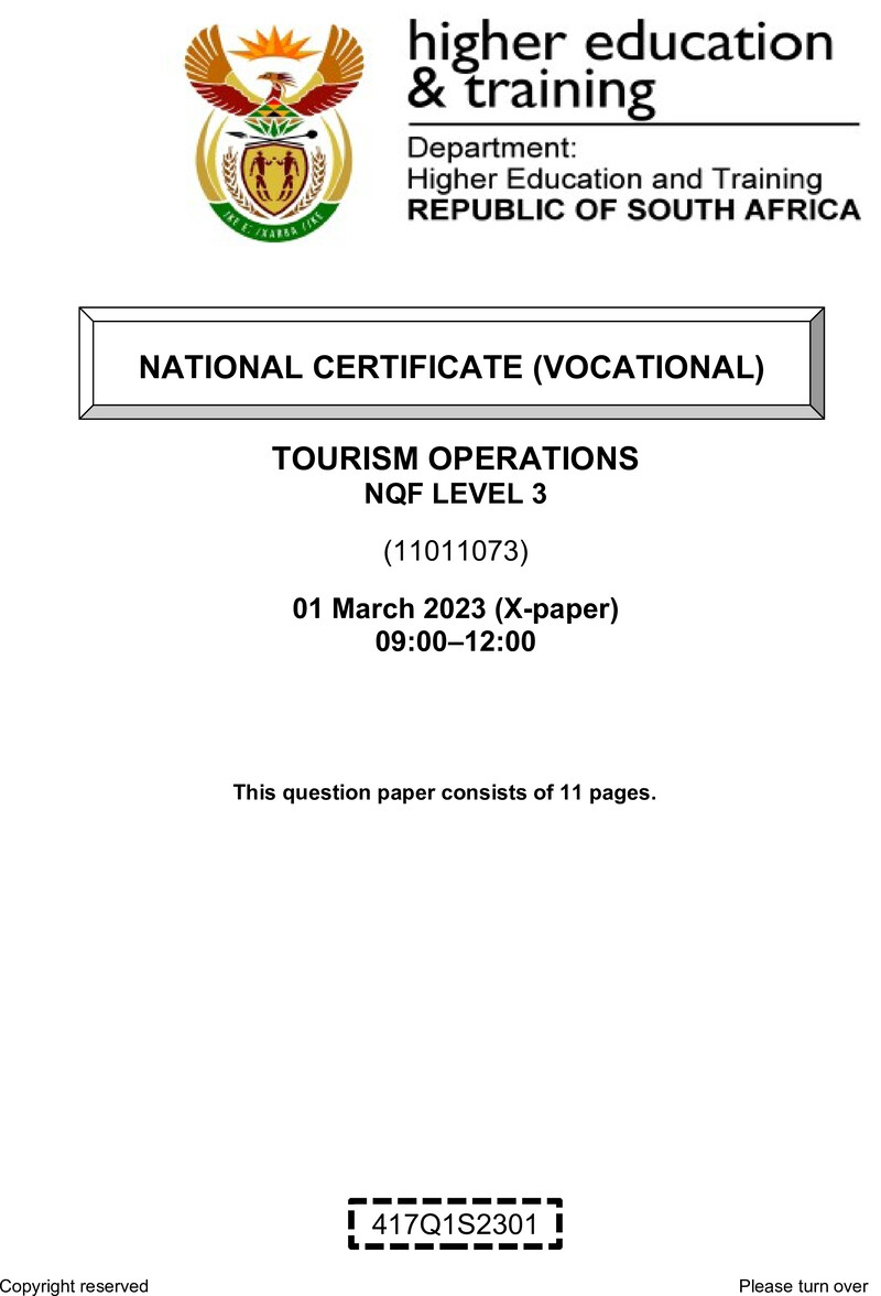 Nc2900 Tourism Operations L3 Supp QP 2023