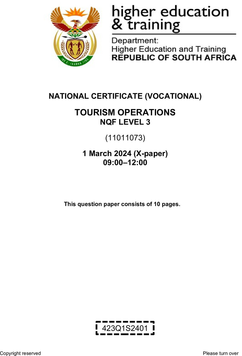 Nc2900 Tourism Operations L3 Supp QP 2024