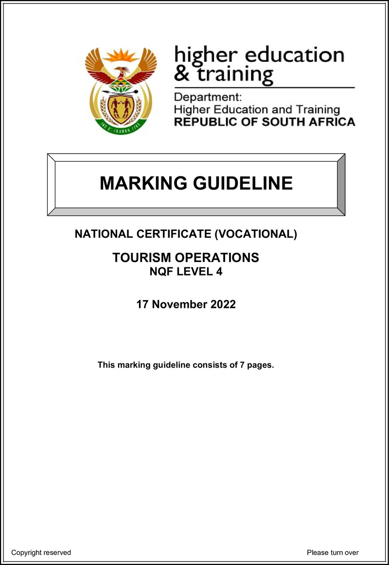 Nc2910 Tourism Operations L4 Nov Memo 2022