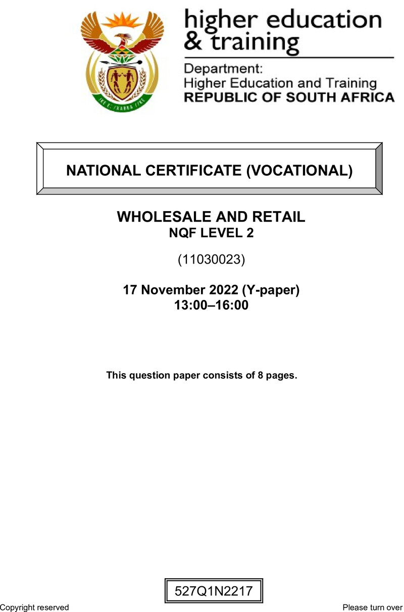 Nc3020 Wholesale And Retail L2 Nov QP 2022