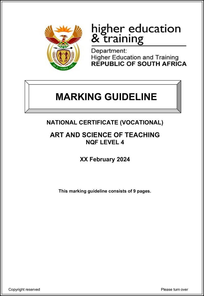 Art And Science Of Teaching L4 Supp 2024 MEMO preview