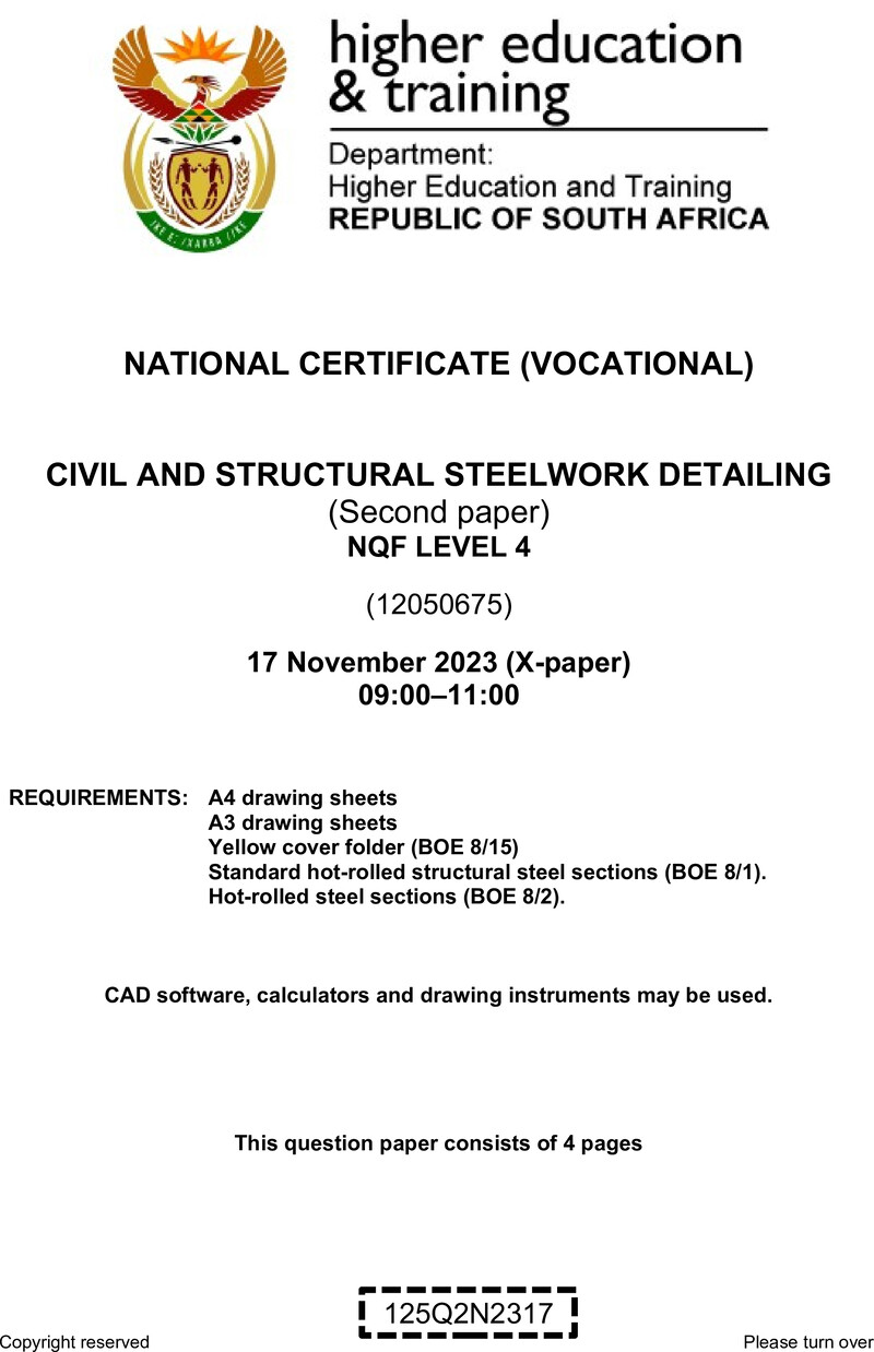 Nc450 Civil And Structural Steelwork Detailing L4 P2 QP Nov 2023 Signed Off