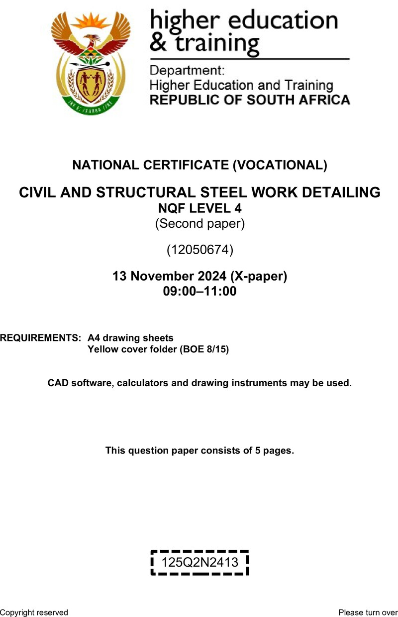 Nc410 Civil And Structural Steelwork Detailing L4 P2 QP Nov 2024